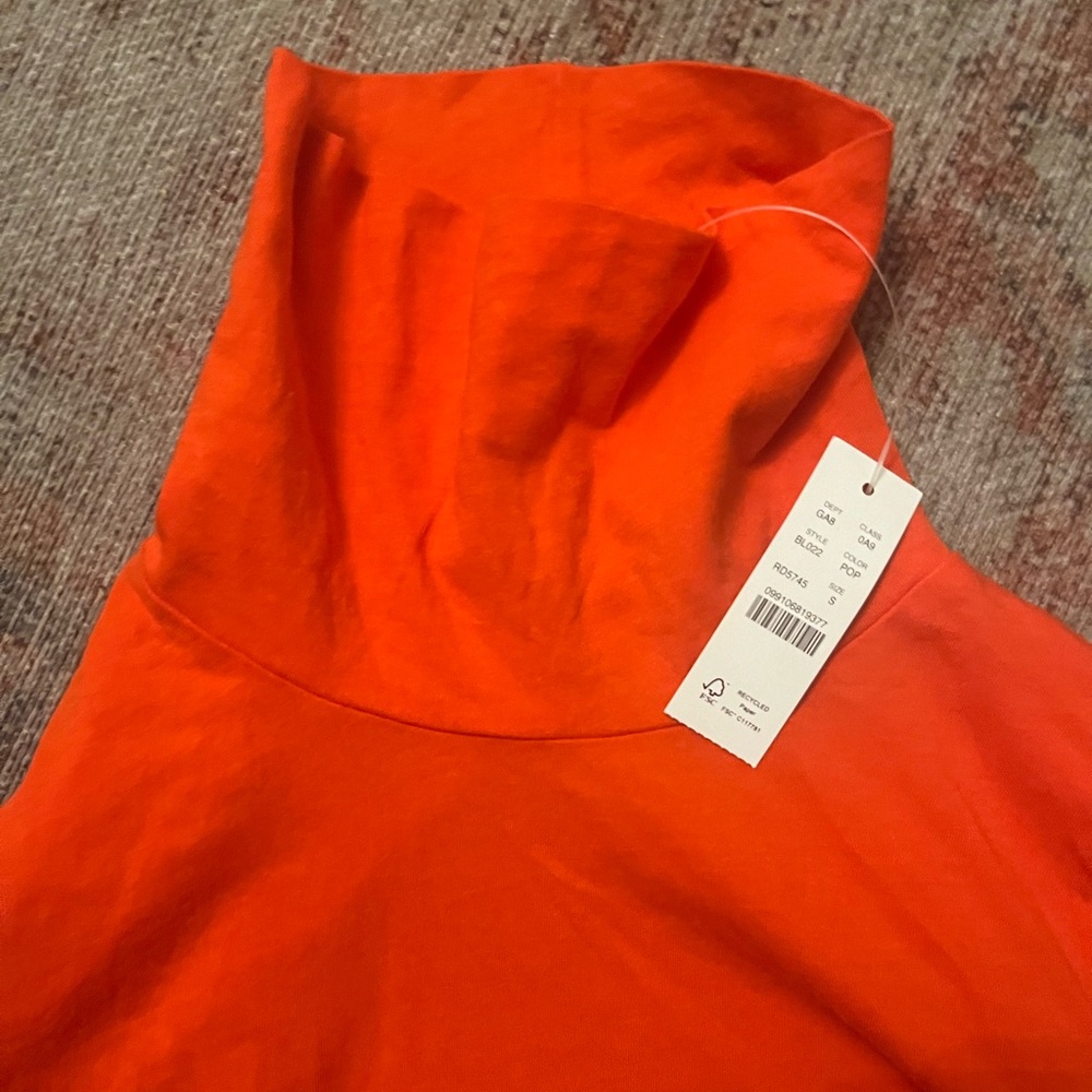 Orange turtleneck from Jcew with tags